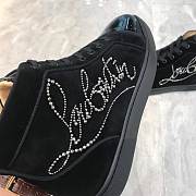 Christian Louboutin Navy Louis Strass Flat Black - 5