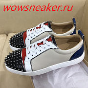 Christian Louboutin Louis Junior Spikes Orlato Flat Red Blue - 3