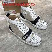 Christian Louboutin Lou Spikes Orlato Flat Black and White  - 5