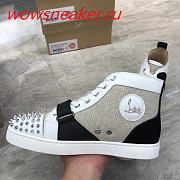 Christian Louboutin Lou Spikes Orlato Flat Black and White  - 6