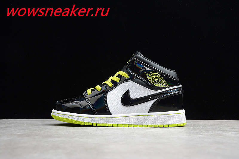 jordan 1 mid black cyber mystic green