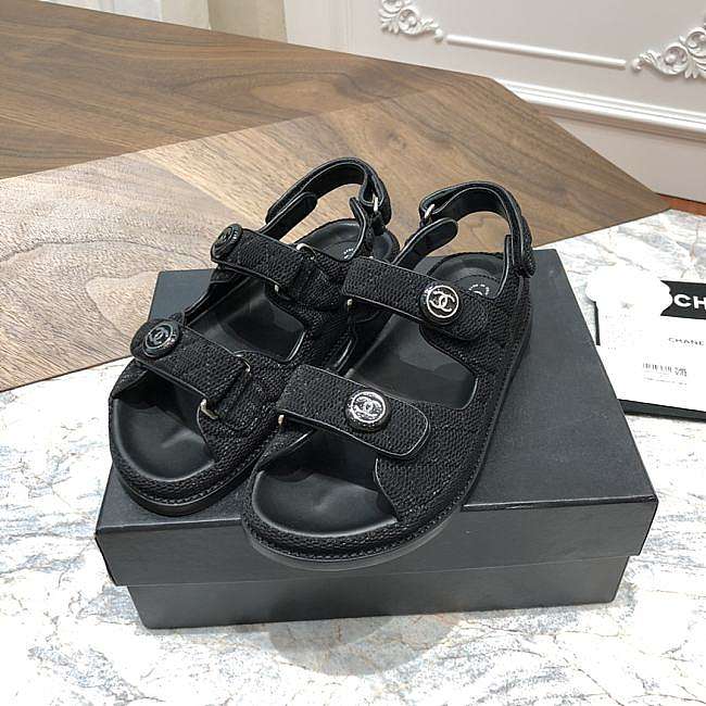 Chanel Sandals With Chain in Black - 1