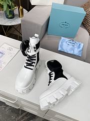 Prada Strapped Pouch Combat Boots Black and White - 2