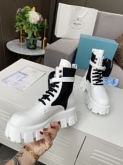 Prada Strapped Pouch Combat Boots Black and White - 6