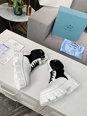 Prada Strapped Pouch Combat Boots Black and White - 4