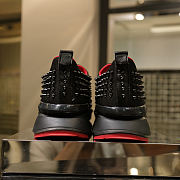 Christian Louboutin Black Spike Sock Leather Sneakers Black Red - 4