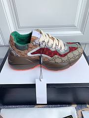 Gucci Women's Red Green Rhyton GG Multicolor Sneaker - 5