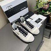 Chanel Low Top Trainer Velvet Black Black and White - 6