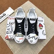 Dolce & Gabbana Portofino Sneakers in Printed Nappa Calfskin with Patch White - 5