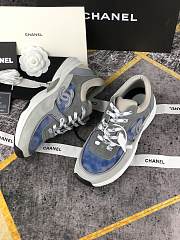 Chanel Women's Blue Grey Low Top Logo Sneaker - 3