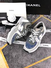 Chanel Women's Blue Grey Low Top Logo Sneaker - 2