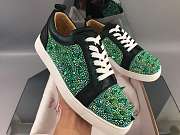 Christian Louboutin Louis Junior Pik Pik Strass Flat Black Green - 2