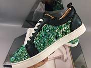 Christian Louboutin Louis Junior Pik Pik Strass Flat Black Green - 3