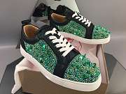 Christian Louboutin Louis Junior Pik Pik Strass Flat Black Green - 6