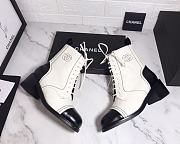 Chanel Ankle Boots Shiny Calfskin Black and White - 6