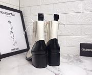 Chanel Ankle Boots Shiny Calfskin Black and White - 5