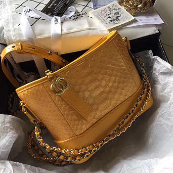 Modishbags Gabrielle Snakeskin small hobo bag Yellow 20cm 