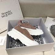 Alexander McQueen Tread Slick Lace Up Boots Low Chestnut Fur Lining - 6