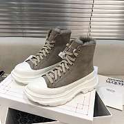 Alexander McQueen Tread Slick Lace Up Boots High Top Grey Fur Lining - 5