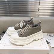 Alexander McQueen Tread Slick Lace Up Boots Low Grey Fur Lining - 5