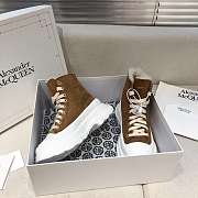 Alexander McQueen Tread Slick Lace Up Boots High Top Puce Fur Lining - 2