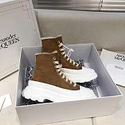 Alexander McQueen Tread Slick Lace Up Boots High Top Puce Fur Lining - 3