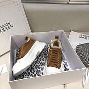 Alexander McQueen Tread Slick Lace Up Boots Low Puce Fur Lining - 2