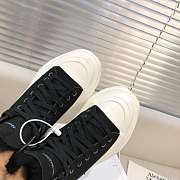 Alexander McQueen Tread Slick Lace Up Boots High Top Black White Fur Lining - 2