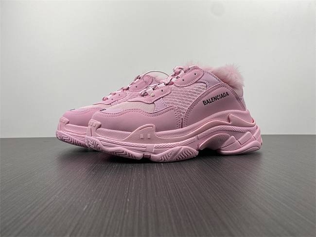 Balenciaga Triple S Sneaker Fur Pink 668542 W3CQ5 5000 - 1