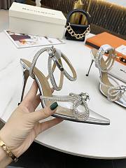 Mach & Mach Crystal Embellished Bow Anklet Satin Pumps Clear White - 2