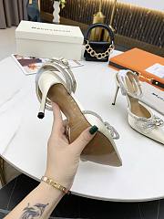 Mach & Mach Crystal Embellished Bow Anklet Satin Pumps Cream - 6