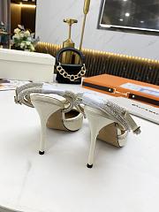 Mach & Mach Crystal Embellished Bow Anklet Satin Pumps Cream - 5