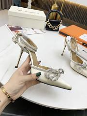 Mach & Mach Crystal Embellished Bow Anklet Satin Pumps Cream - 2