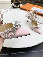 Mach & Mach Crystal Embellished Bow Anklet Satin Pumps Pink - 6