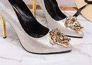 Versace La Medusa Attaching Leather Pumps Silver - 2