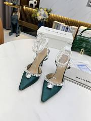 Mach & Mach Diamond Of Elizabeth Imitation Pearl Pointed Emerald Green - 5