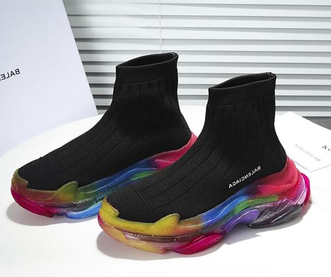 Balenciaga Speed Clear Sole Rainbow Black - 1