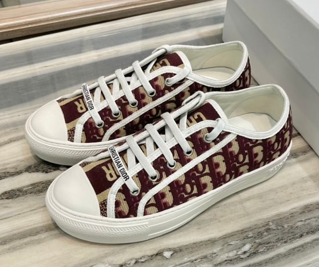 Dior Walk'n'Dior Sneaker Deep Burgundy Dior Oblique Embroidered Cotton KCK211OBE_S16V - 1
