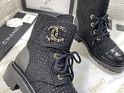 Chanel Premium Fabrics All Black Quilted Lace Up Boots Logo Toe Cap - 3