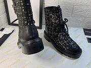 Chanel Premium Fabrics Black Yellow Quilted Lace Up Boots Logo Toe Cap - 5
