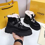 Fendi Force Velvet Fur Lace-ups Black Boots - 5