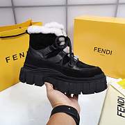 Fendi Force Velvet Fur Lace-ups Black Boots - 2