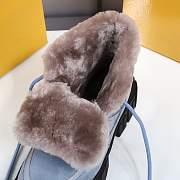 Fendi Force Velvet Fur Lace-ups Blue Boots - 2