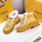 Fendi Force Velvet Fur Lace-ups Yellow Boots - 3
