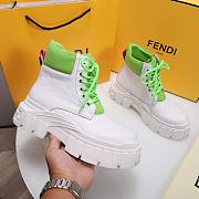 Fendi Force White Leather Lace-ups Green Boots - 6