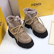 Fendi Force Velvet Fur Lace-ups Brown Boots - 5