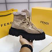 Fendi Force Velvet Fur Lace-ups Brown Boots - 6