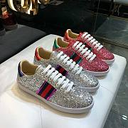 Gucci Ace Leather Sneaker Glitter Beads Pink - 2