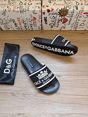 Dolce & Gabbana Crown Logo Embossed Slides Black CS1630AU679 - 5