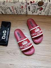 Dolce & Gabbana Crown Logo Embossed Slides Red - 6